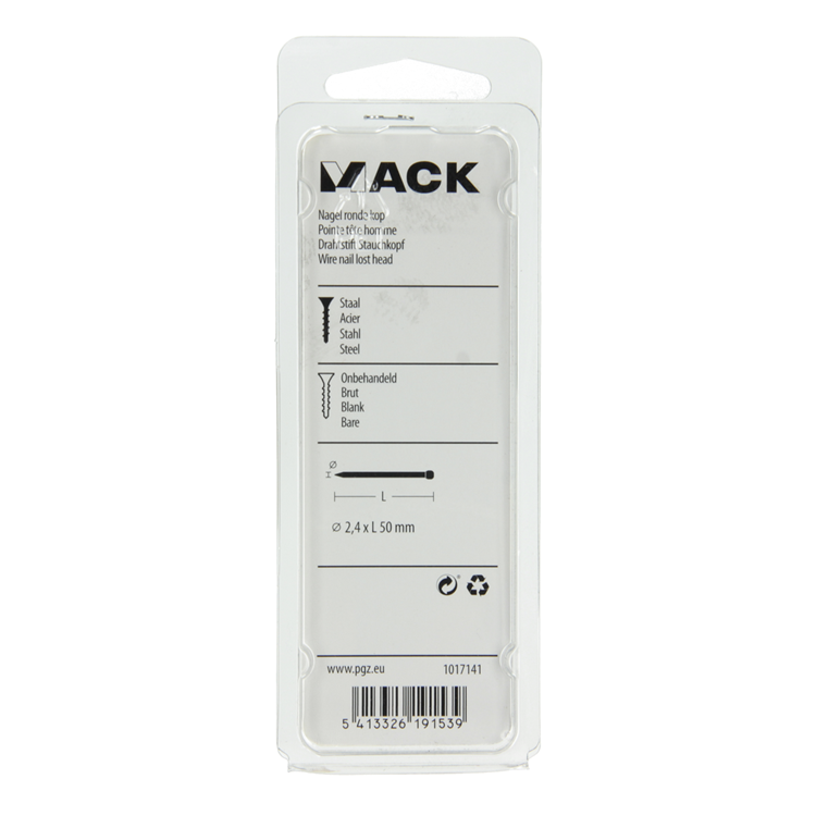 Mack 1017141 - clou tête ronde 130 gr 2,4 x 50 mm | 5 pièces