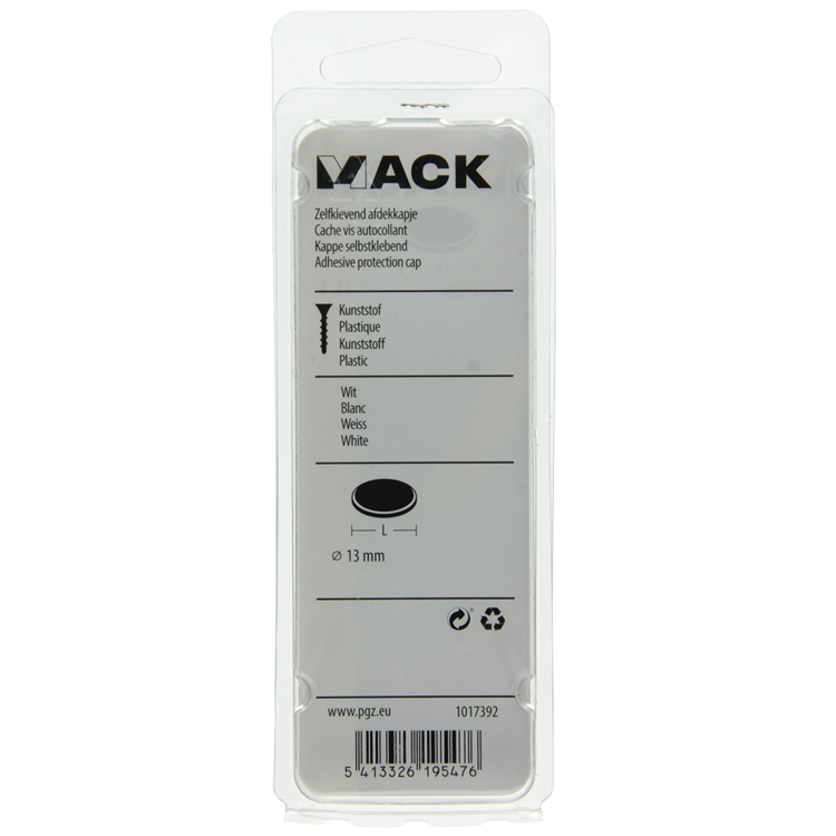Mack 1017392 - capuchon autocollant plastique blanc 96pcs 13 mm | 10 pièces