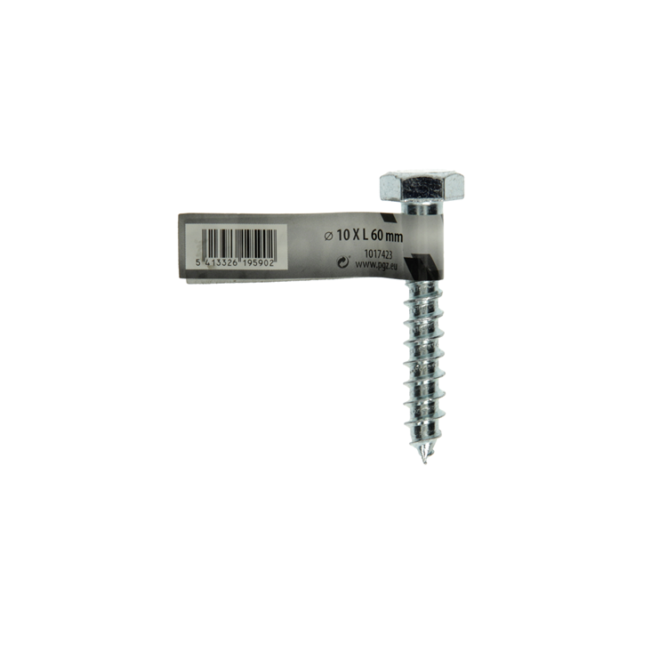Mack 1017423 - boulon fileté à bois en acier galvanisé 1 pièce 10 x 60 mm | 10 pièces