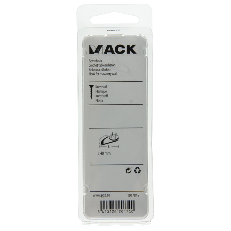 Mack 1017845 - crochet à béton plastique 3pcs 40mm | 10 pièces