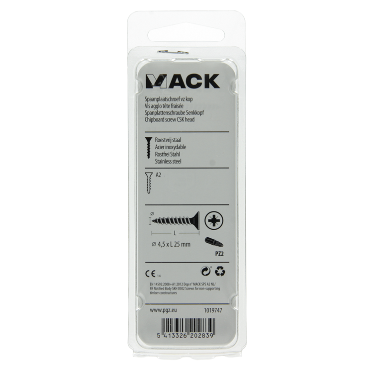Mack 1019747 - vis pour panneaux d'aggloméré tête VZ acier inoxydable 11 pièces 4,5 x 25 mm | 10 pièces