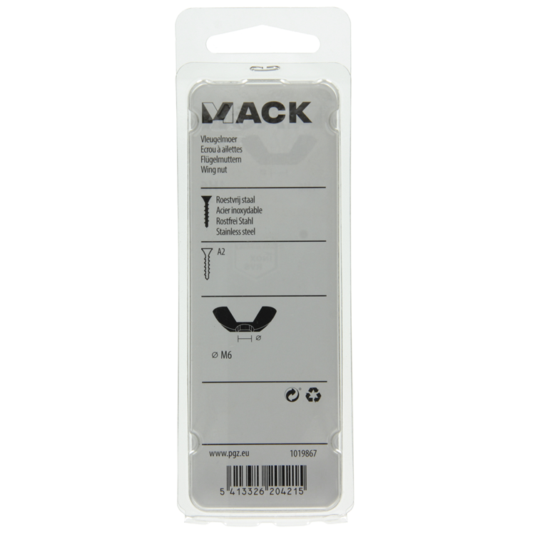 Mack 1019867 - écrou à oreilles inox a2 3 pcs m6 | 10 pièces