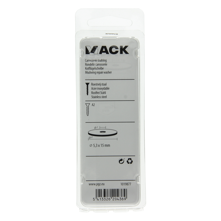 Mack 1019877 - rondelle de corps acier inoxydable a2 10 pcs 5,3x15 | 10 pièces