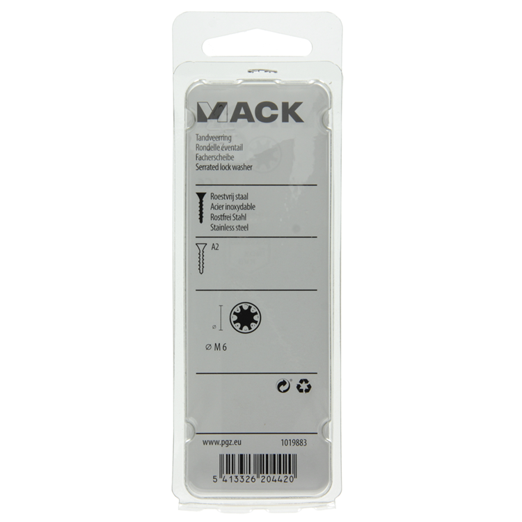 Mack 1019883 - rondelle de blocage dentée acier inoxydable a2 10 pcs m6 | 10 pièces