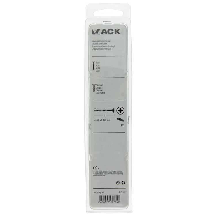 Mack 1017999 - vis pour panneaux d'aggloméré avec tête plaquée jaune. 12 pièces 6,0 x 120 mm | 5 pièces