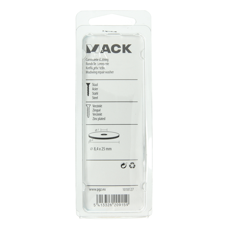Mack 1018127 - rondelle de carrosserie galvanisée55 pcs 8,4 x 25 mm | 5 pièces