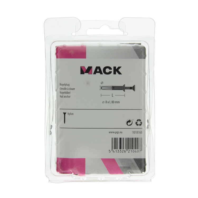 Mack 1018168 - bouchon à clous en nylon polyamide 22 pièces 8 x 80 mm | 3 pièces