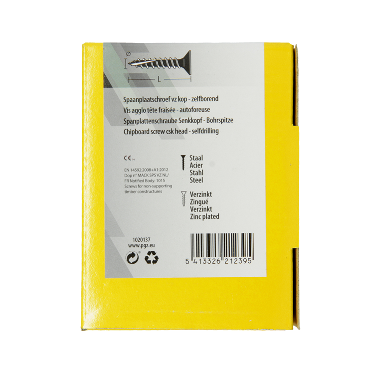Mack 1020137 - vis pour panneaux d'aggloméré vz kp-self-lockinggvz 200pcs 4,0 x 30 mm | 5 pièces