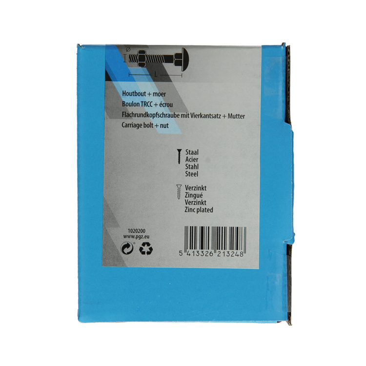 Mack 1020200 - boulon à bois + écrou galvanisé 24 stm6 x 60 mm | 5 pièces