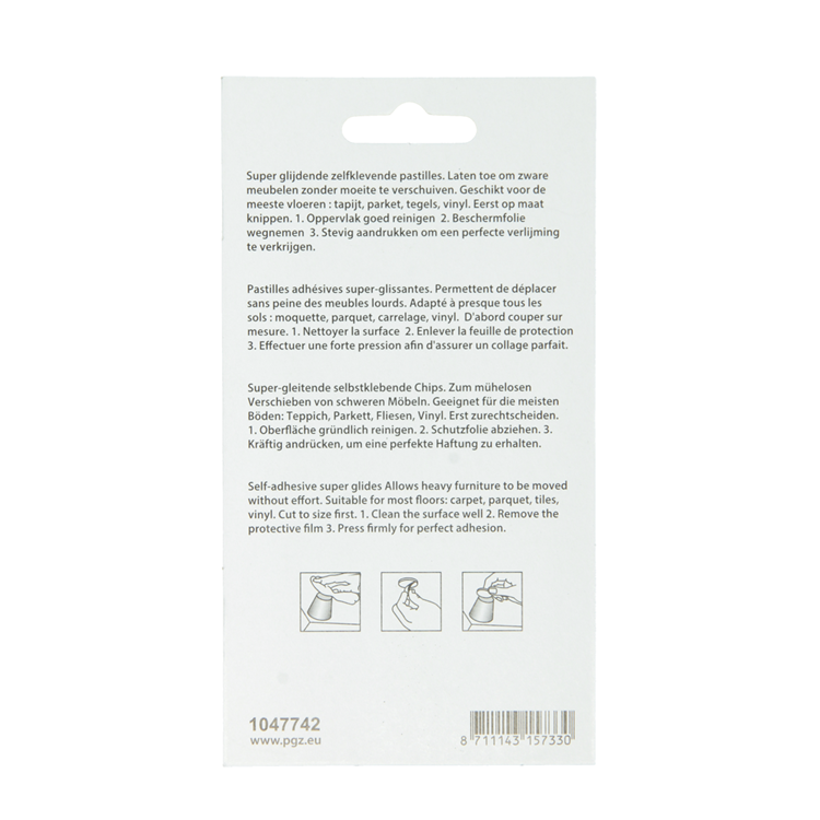 Mack 1047742 - pastille super coulissante autocollante gris 25 x 100 mm 4 pcs | 12 pièces