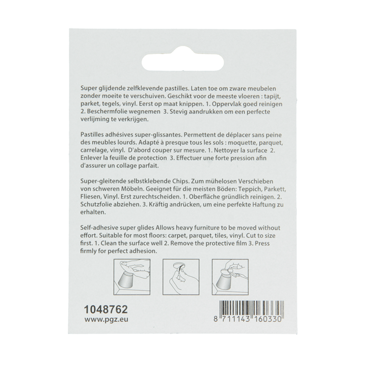 Mack 1048762 - pastille super coulissante autocollante marron 25 x 25 mm 4 pcs | 12 pièces