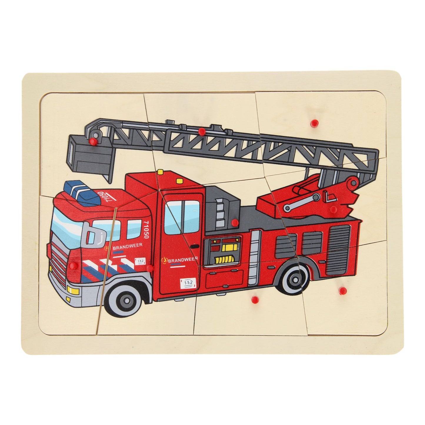 Puzzle à plots en bois Playwood pompiers, 9 pcs.