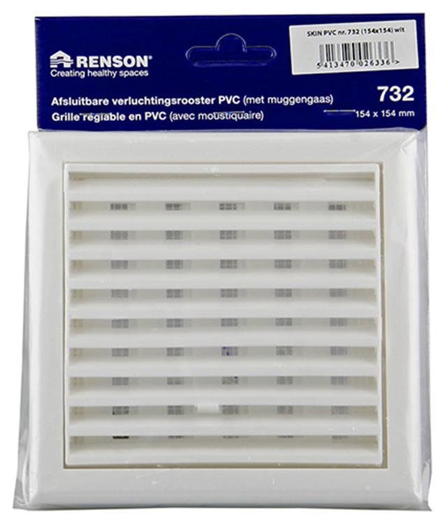 Renson 1006366 - surface de grille réglable. 732 pvcral 9010 154x154mm | 2 pièces