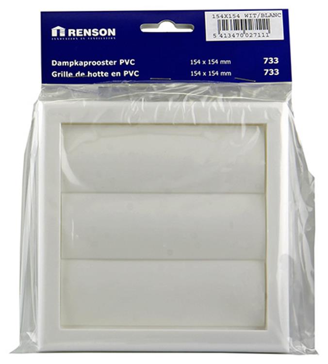 Renson 1006372 - grille de hotte aspirante en saillie 733 PVC RAL 9010 154x154mm | 2 pièces