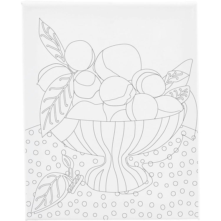 Creativ company toile à peindre avec impression, bol de fruits, d : 1,6 cm, dimensions 24x30 cm, 360 g, 1 pièce