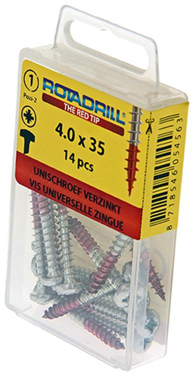 Rotadrill 1039845 - vis universelle ck pzd vz 4.0x35mm (14) | 6 pièces