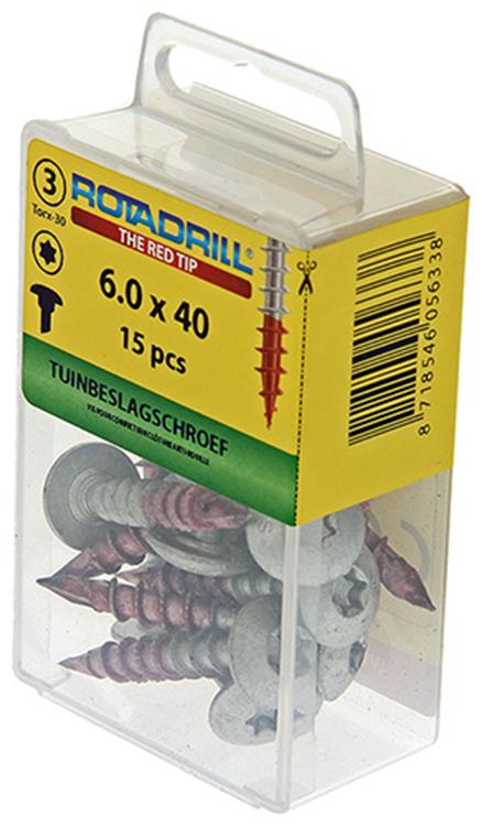 Rotadrill 1039923 - vis de fixation de jardin ar-coating tx 6.0x40mm (15) | 6 pièces
