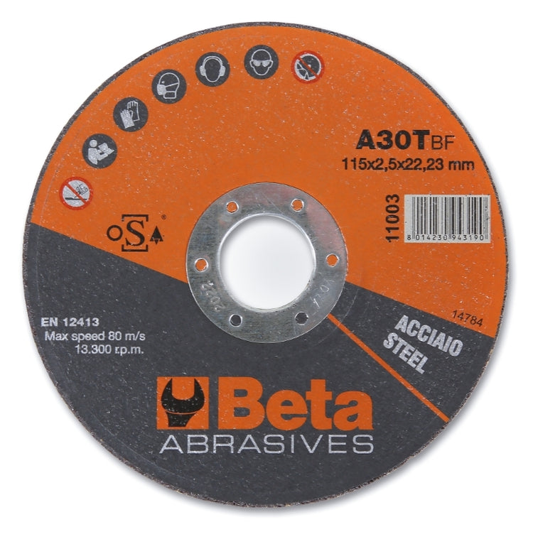 Outils de disques de coupe bêta Ø115 mm pour l'acier avec centre plat (10 pièces)