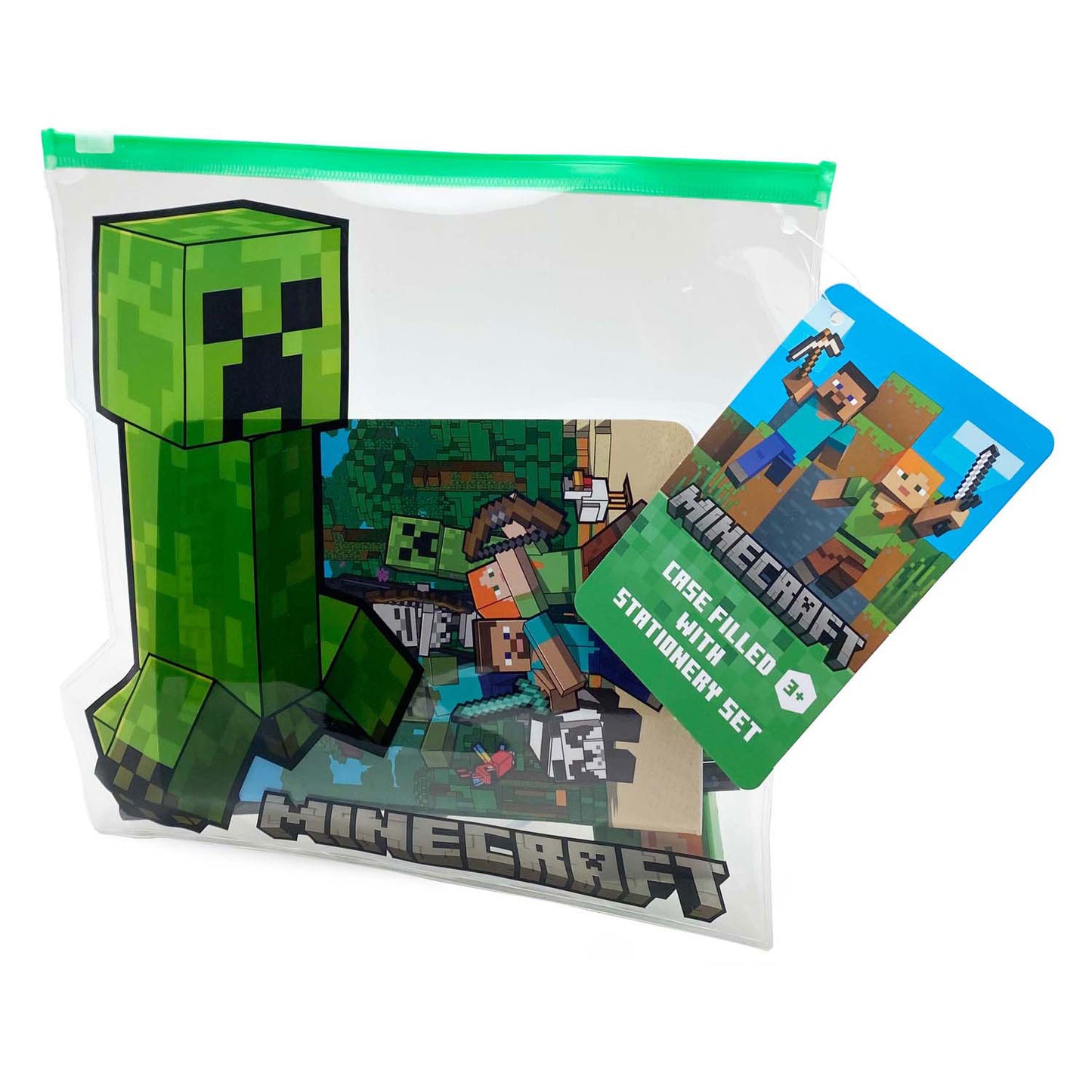 Trousse à crayons en forme de Minecraft remplie
