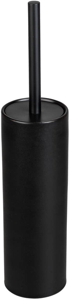 Wenko porte-brosse de toilette casoli en céramique noire mate - brosse de toilette avec support modèle sur pied - brosse de toilette avec support sur pied - avec tête de brosse en silicone - hygiénique et à séchage rapide - noir