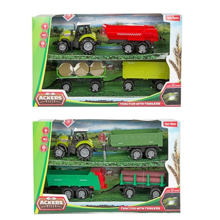 Toi-toys toitoys tracteur avec 3 remorques 10cm
