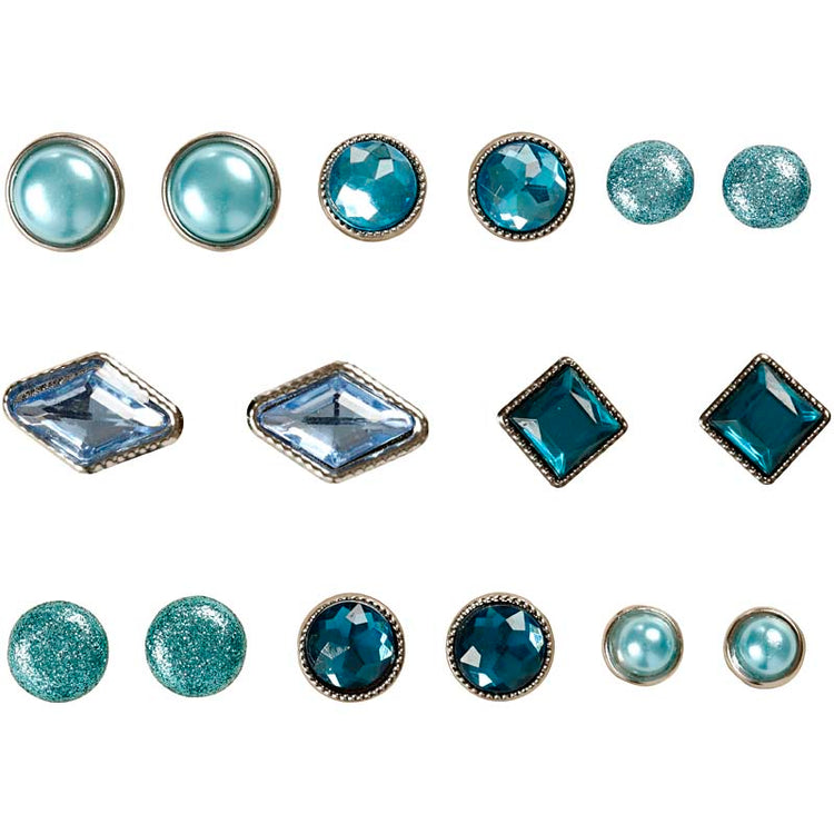 Attaches parisiennes déco Vivi Gade, taille 8-18 mm, bleu, 16 pièces 1 boîte