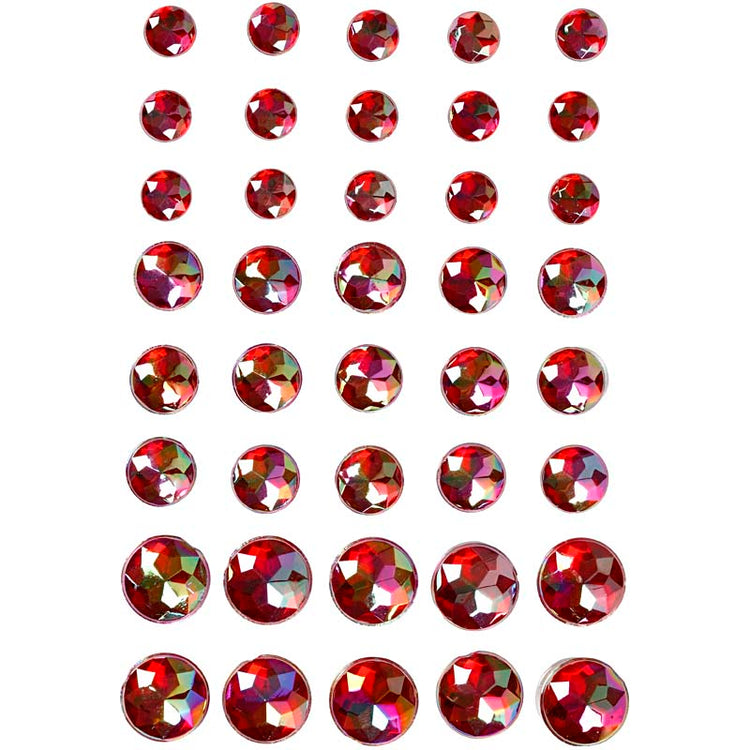 Strass Vivi Gade, taille 6+8+10 mm, rouge, 40 pièces 1 boîte