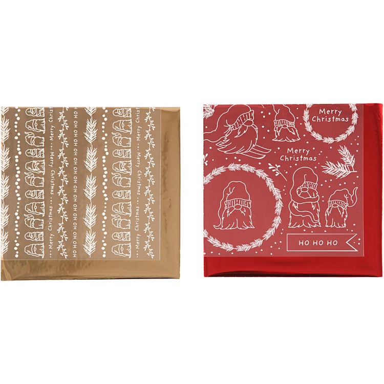 Creativ company Film déco et feuille de transfert, Noël traditionnel, feuille 15x15 cm, or, rouge, 2x2 feuilles 1 boîte