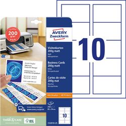 Cartes de visite avery 185g m2 85 x 54 mm mat
