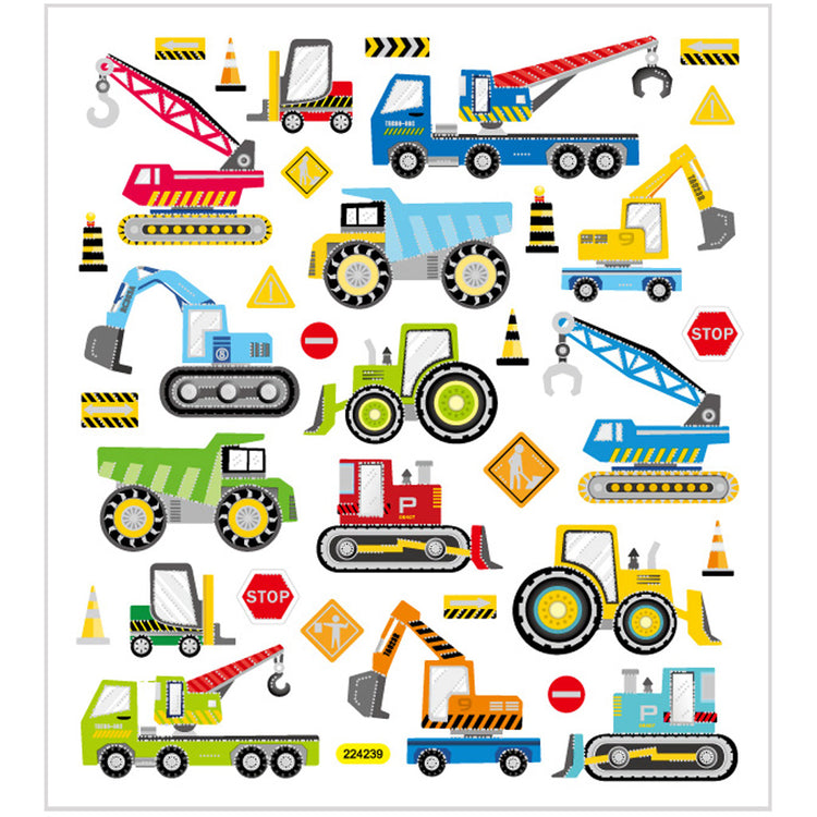 Autocollants d'entreprise Creativ, véhicules de chantier, feuille 15x16,5 cm, env. 36 pièces, 1 feuille