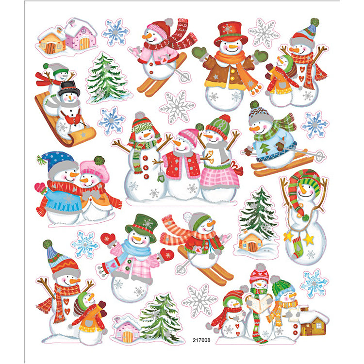 Autocollants Creativ company, bonhommes de neige skieurs, feuille 15x16,5 cm, env. 24 pièces, 1 feuille