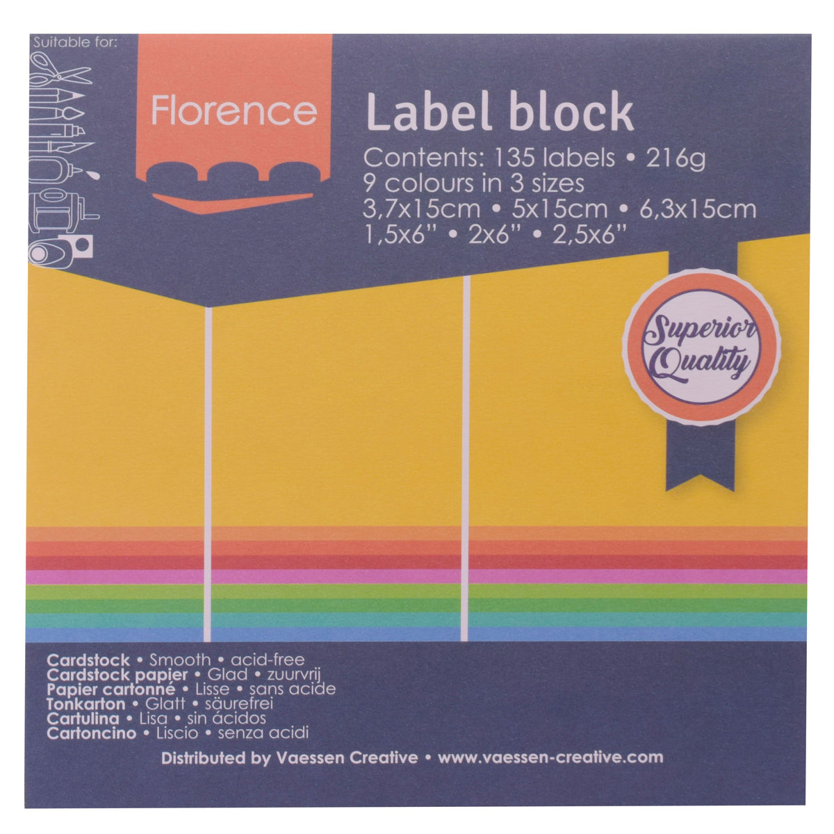 Florence • bloc d'étiquettes 216g brillants 135x