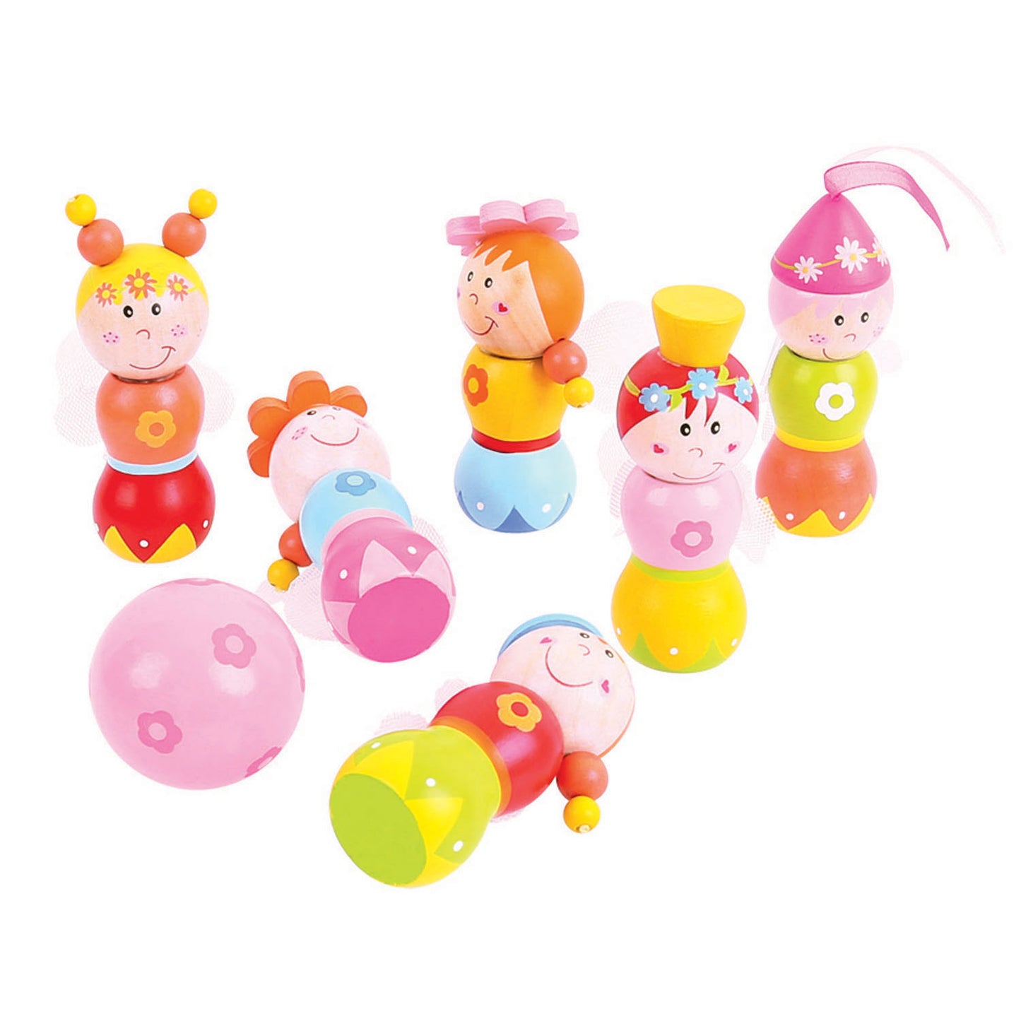 Bigjigs Bowling en bois princesses, 7dlg.