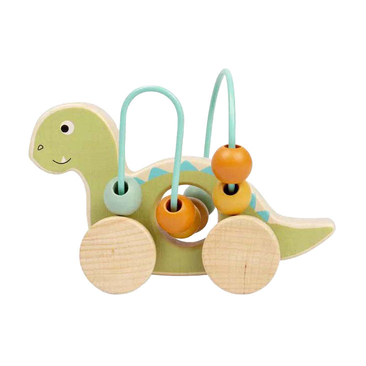 Bigjigs Figure de poussée en bois Diplodocus avec cadre de perles