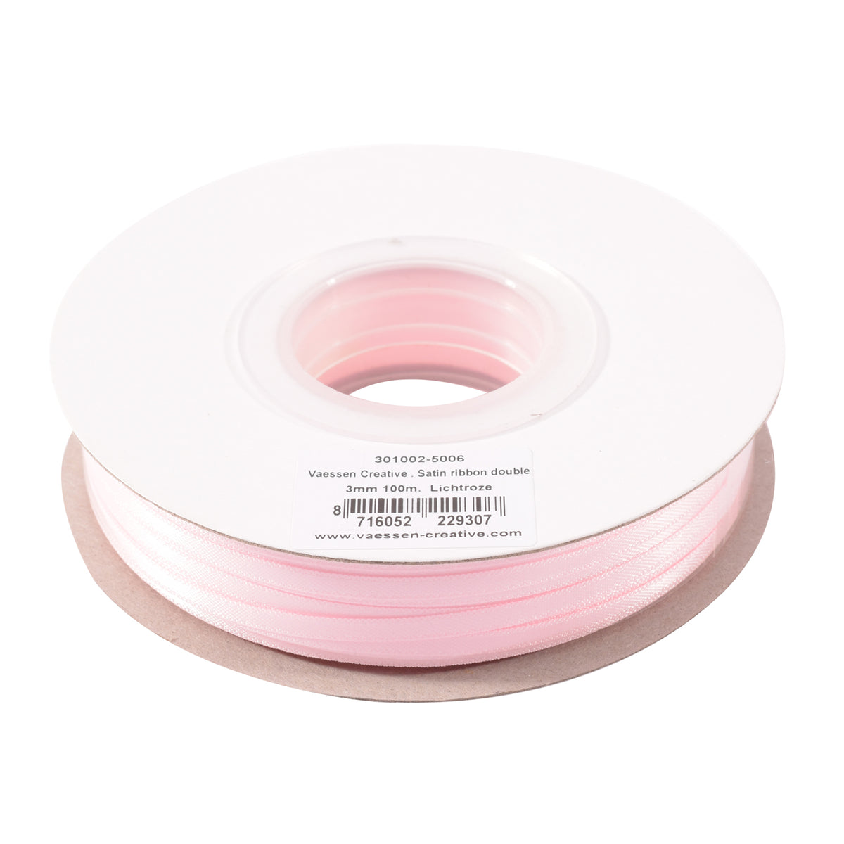 Vaessen creative • ruban satin 3mmx100m rose pastel