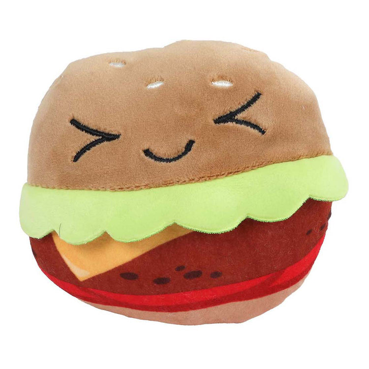 Sac menu moelleux avec peluche 4 hamburgers - 40cm