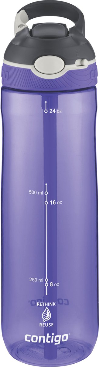 Bouteille d'eau Contigo Ashland à bec automatique avec paille | grande gourde sans BPA de 720 ml | bouteille de sport | gourde étanche | idéal pour l'école, la salle de sport, le vélo, la course, la marche | vigne