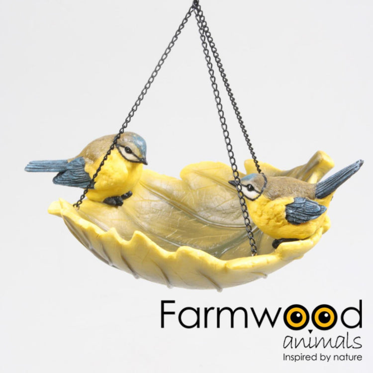 Bain d'oiseaux animaux de ferme mésange charbonnière à suspendre 19,5x17,5x20cm