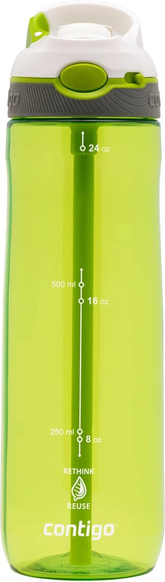 Bouteille d'eau Contigo Ashland à bec automatique avec paille | grande gourde sans BPA de 720 ml | bouteille de sport | gourde étanche | idéal pour l'école, la salle de sport, le vélo, la course, la marche | citron