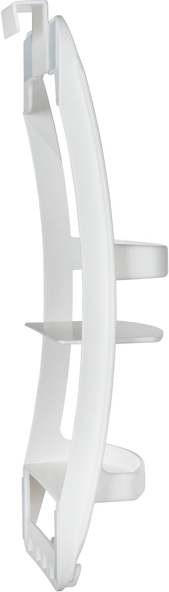 Wenko support de douche universel 2 couches en plastique blanc 26x55cm - panier de douche - support de douche - support de douche à suspendre à la paroi de douche soit auto-adhésif, soit vissé au mur