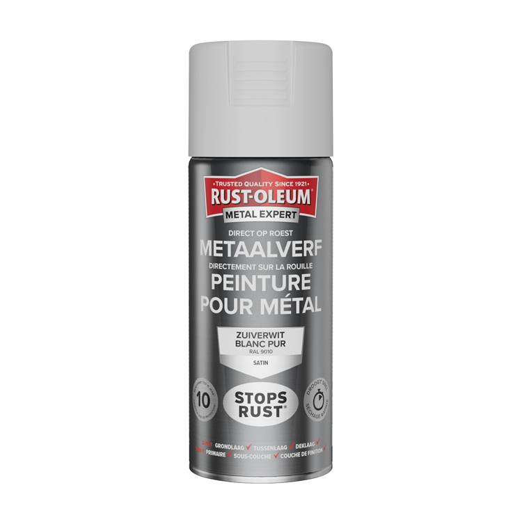 Rust-oleum 1071329 - peinture métal -zg -ral9010 -400mldirectement sur rouille | 1 pièce