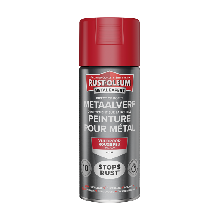 Rust-oleum 1071344 - peinture métal -hg -ral3000 -400mldirectement sur rouille | 1 pièce