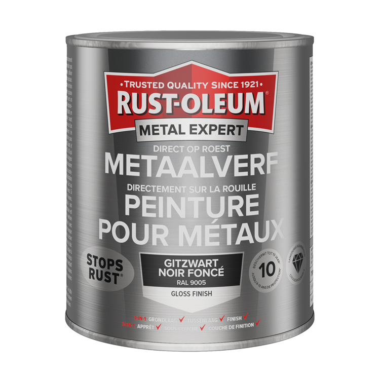 Rust-oleum 1071350 - peinture métal -hg -ral9005 -750ml directement sur la rouille | 1 pièce