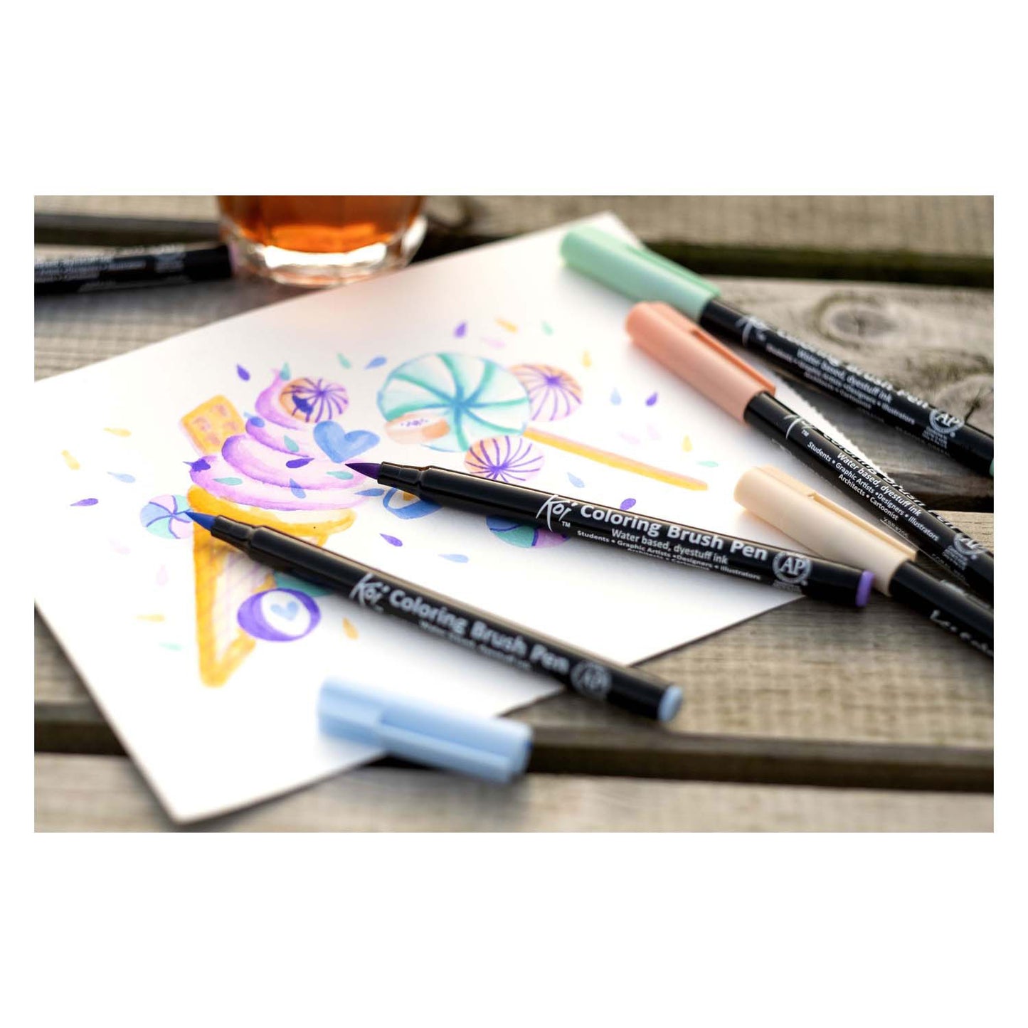 SAKURA KOI COLORING BRUSH SET SNEATS, 6 COULEURS