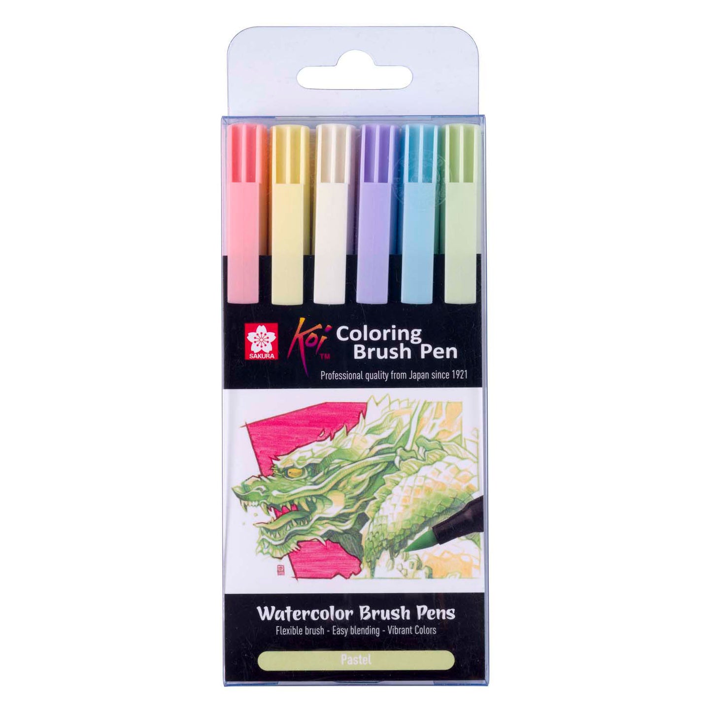 SAKURA KOI COLORING BRUSH Set Pastel, 6 couleurs
