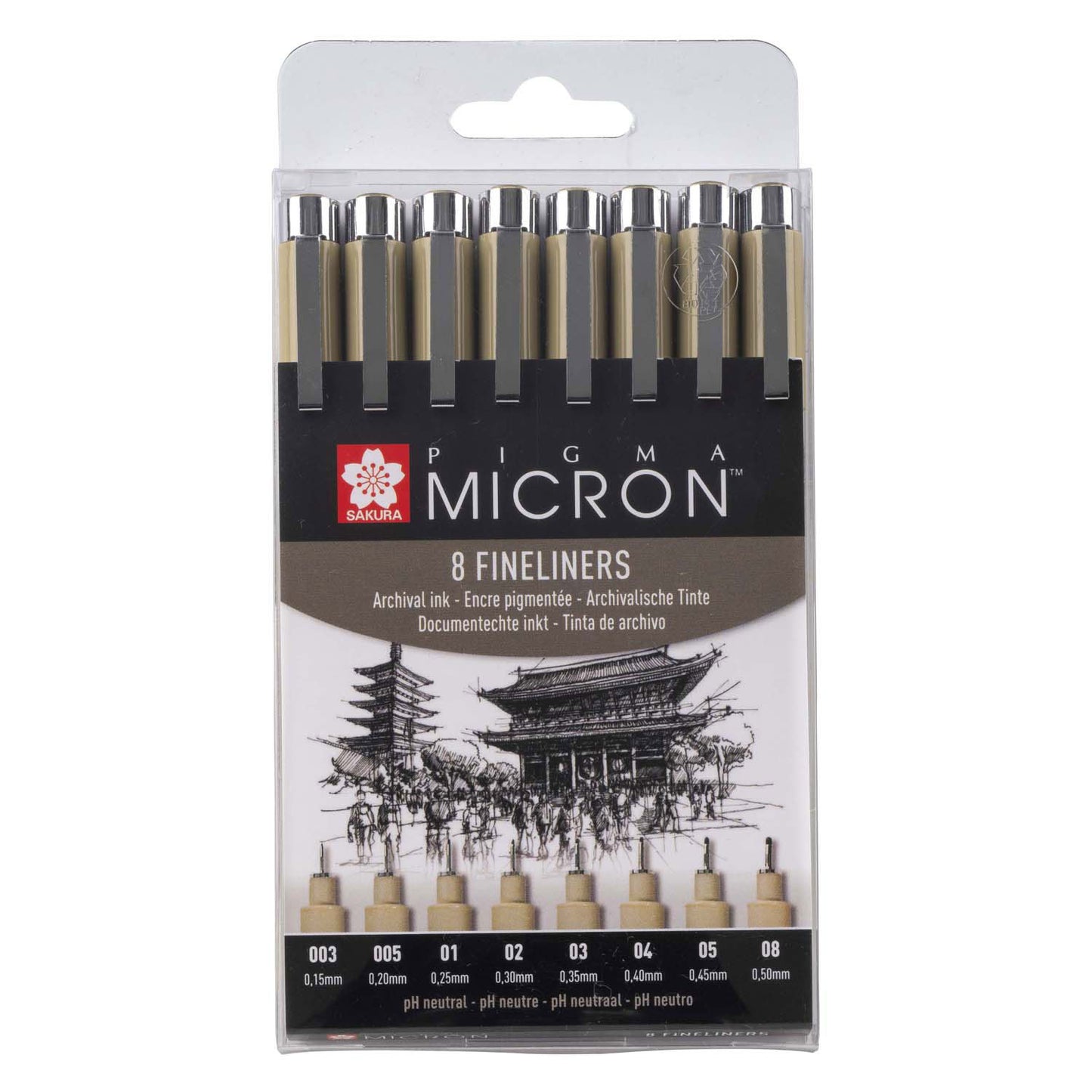 Sakura Pigma Micron Pouche 8 Fineliners Black