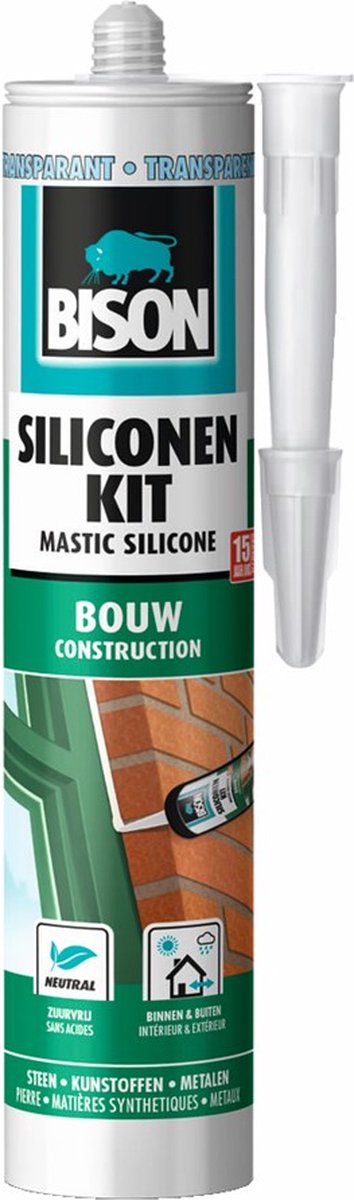 Mastic silicone Bison construction transparent 300ml | 12 pièces