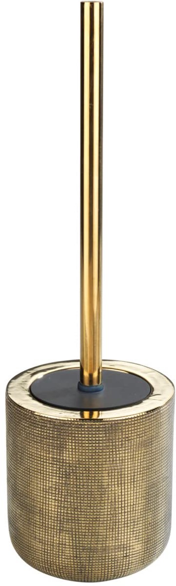 Wenko porte-brosse de toilette Rivara en céramique dorée avec couvercle en silicone - brosse de toilette avec support - brosse de toilette avec support autoportante