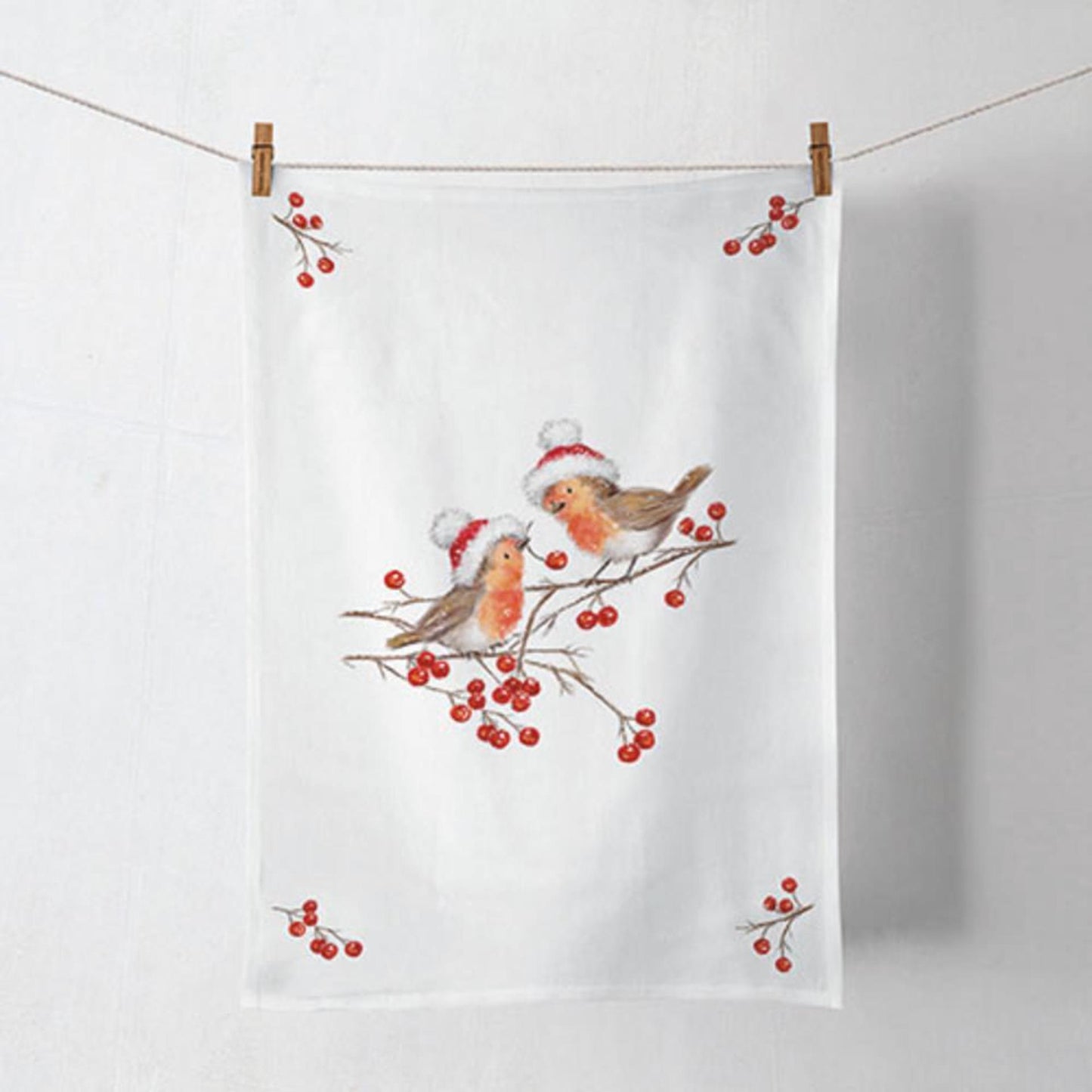 Torchon Ambiente Rouges-gorges de Noël
