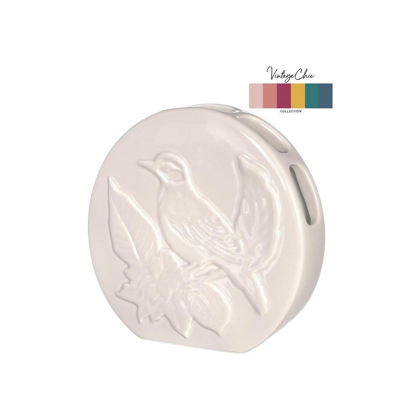 Idées 4 saisons vase oiseau crème ø6xh20cm